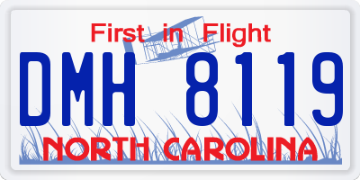NC license plate DMH8119