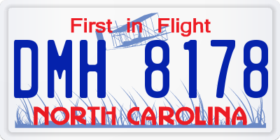 NC license plate DMH8178