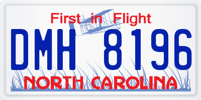 NC license plate DMH8196
