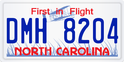 NC license plate DMH8204
