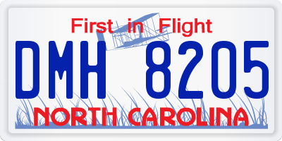NC license plate DMH8205