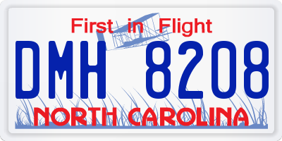 NC license plate DMH8208