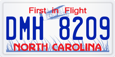 NC license plate DMH8209