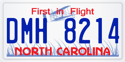NC license plate DMH8214