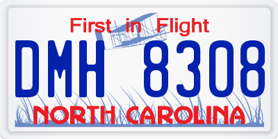 NC license plate DMH8308