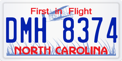 NC license plate DMH8374