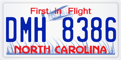 NC license plate DMH8386