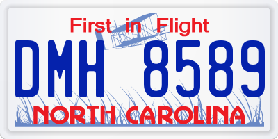 NC license plate DMH8589