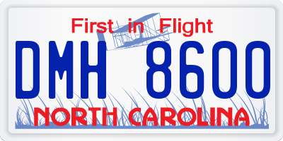 NC license plate DMH8600