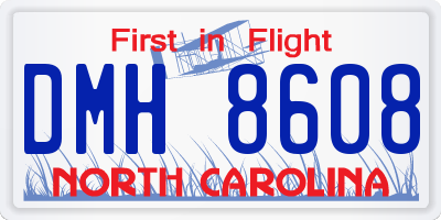 NC license plate DMH8608