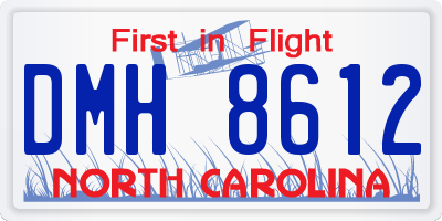 NC license plate DMH8612