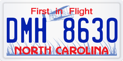NC license plate DMH8630