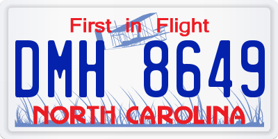 NC license plate DMH8649