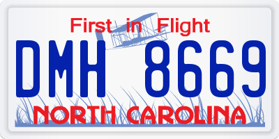 NC license plate DMH8669