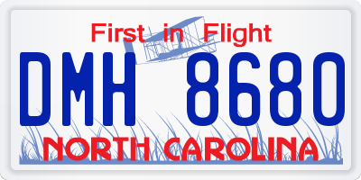 NC license plate DMH8680