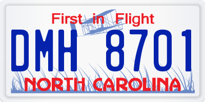 NC license plate DMH8701