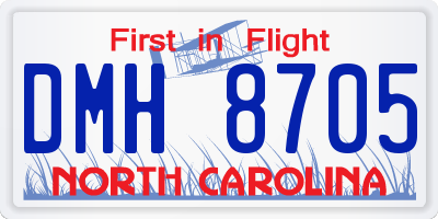 NC license plate DMH8705