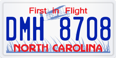 NC license plate DMH8708