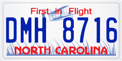NC license plate DMH8716