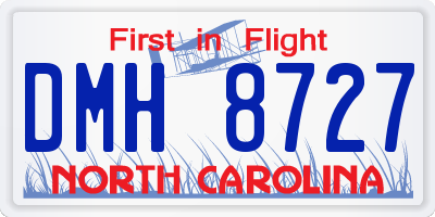 NC license plate DMH8727