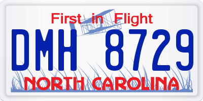 NC license plate DMH8729