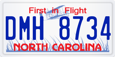 NC license plate DMH8734