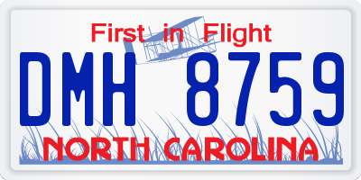 NC license plate DMH8759