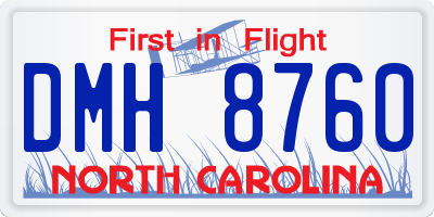 NC license plate DMH8760