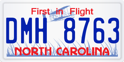 NC license plate DMH8763