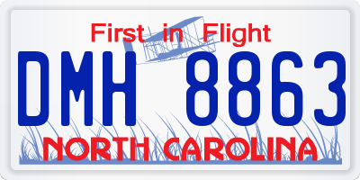 NC license plate DMH8863