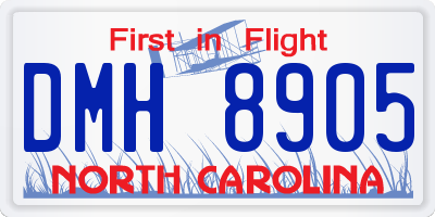 NC license plate DMH8905