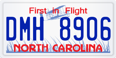 NC license plate DMH8906