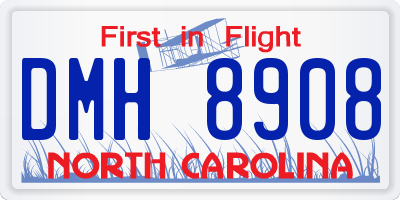 NC license plate DMH8908