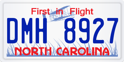 NC license plate DMH8927