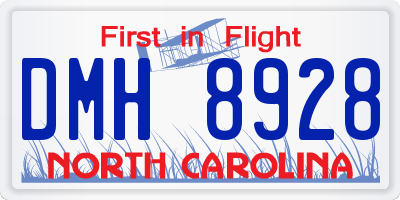 NC license plate DMH8928