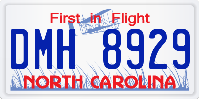 NC license plate DMH8929