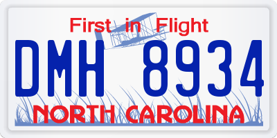 NC license plate DMH8934