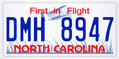 NC license plate DMH8947