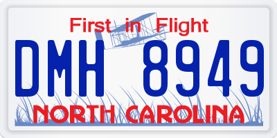 NC license plate DMH8949