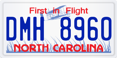 NC license plate DMH8960