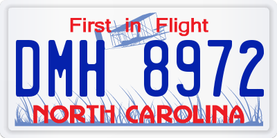 NC license plate DMH8972