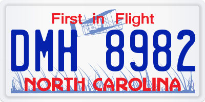 NC license plate DMH8982