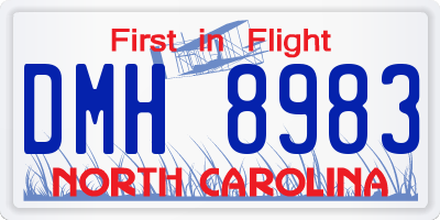 NC license plate DMH8983
