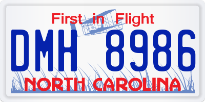 NC license plate DMH8986