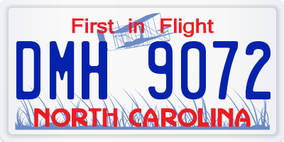 NC license plate DMH9072