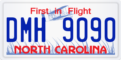 NC license plate DMH9090