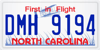 NC license plate DMH9194