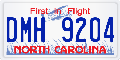 NC license plate DMH9204