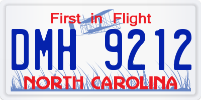 NC license plate DMH9212