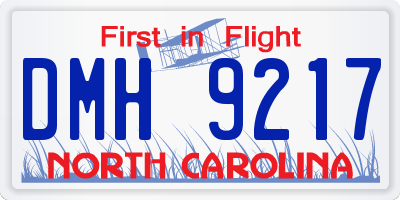 NC license plate DMH9217